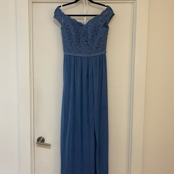 SOLD OFF SITE: David’s Bridal Blue Bridesmaid/Wedding Guest Dress Size 4 - Picture 2 of 9